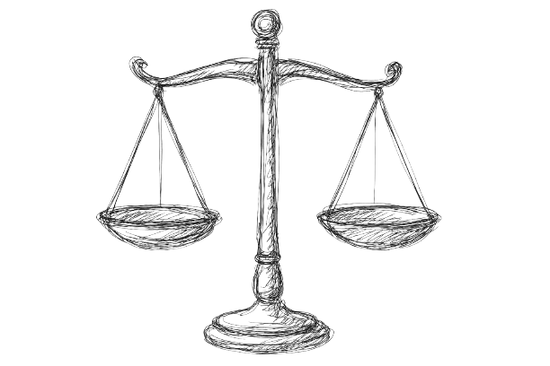 Derecho Laboral Ilustración de una balanza, símbolo de justicia y derecho laboral